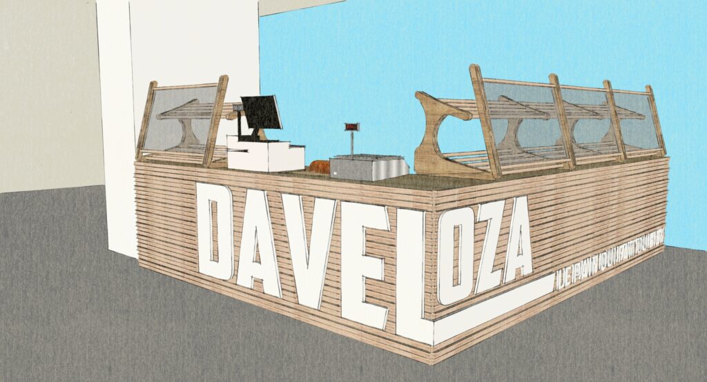 Modélisation 3D meuble accueil boulangerie